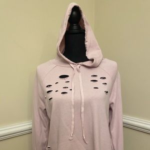Rue21 Women’s Small Pink Ripped Cropped Hoodie